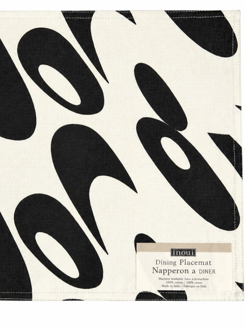 Harman Fabric Black White Placemats Chelsea 100% Cotton 19x13" Set of 4